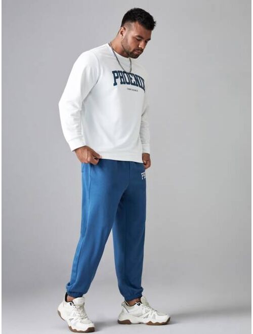 Shein Extended Sizes Men Letter Graphic Pullover & Sweatpants