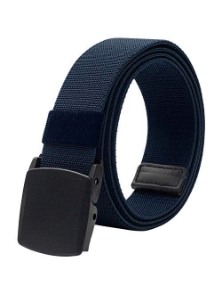 Men's Elastic Stretch Belts for Men with No Metal Plastic Buckle for Work Sports