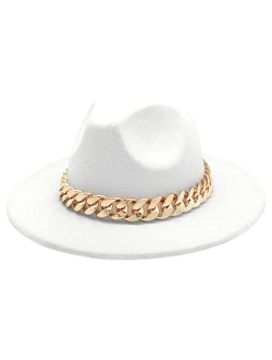 Lisianthus Men & Women Fedora Hat - Belt Buckle Wide Brim Panama Hat