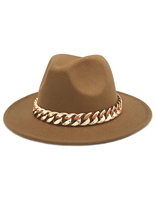 Lisianthus Men & Women Fedora Hat - Belt Buckle Wide Brim Panama Hat