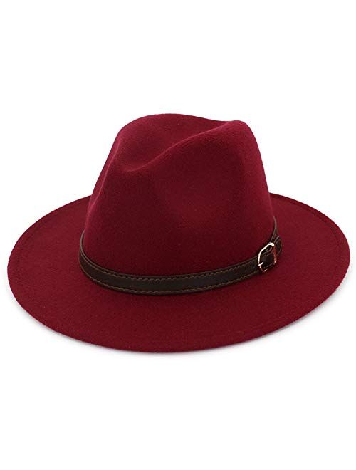 Lisianthus Men & Women Fedora Hat - Belt Buckle Wide Brim Panama Hat