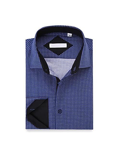 WARHORSEE Mens Dress Shirts Long Sleeve Regular Fit Printed Button Down Shirts