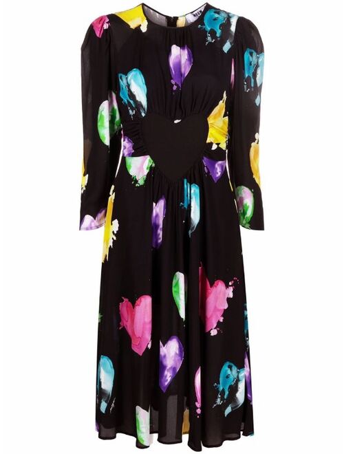 MSGM heart-print ruched dress