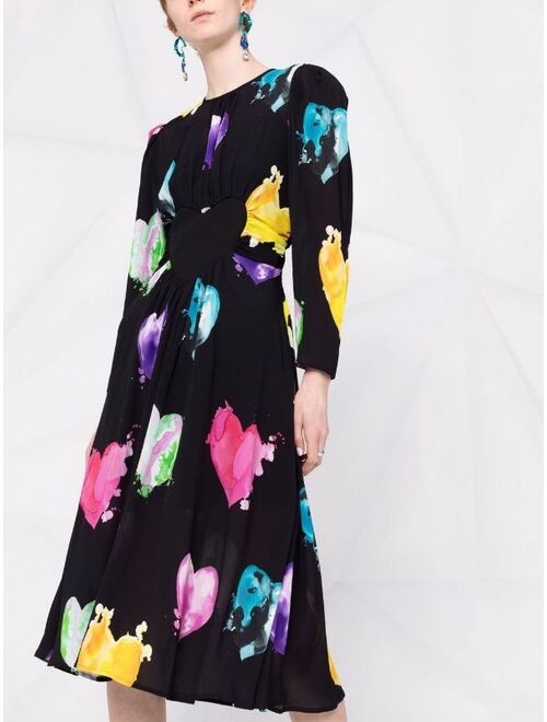 MSGM heart-print ruched dress