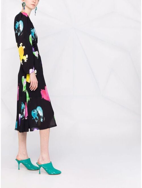 MSGM heart-print ruched dress