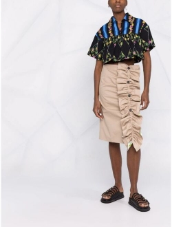 ruffle-detail cotton pencil skirt