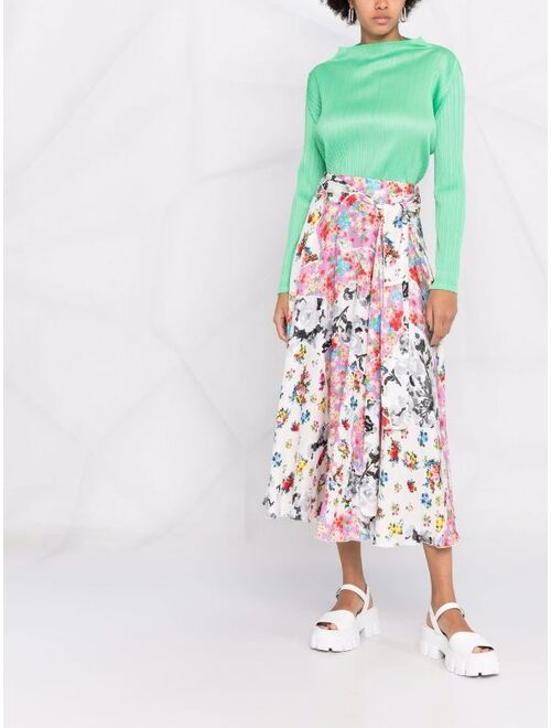 MSGM floral-print mid-length skirt