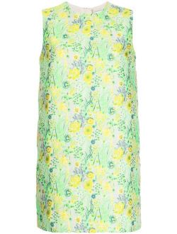 floral-jacquard sleeveless mini dress