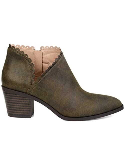 Brinley Co. Womens Scalloped Side Cut-out Bootie