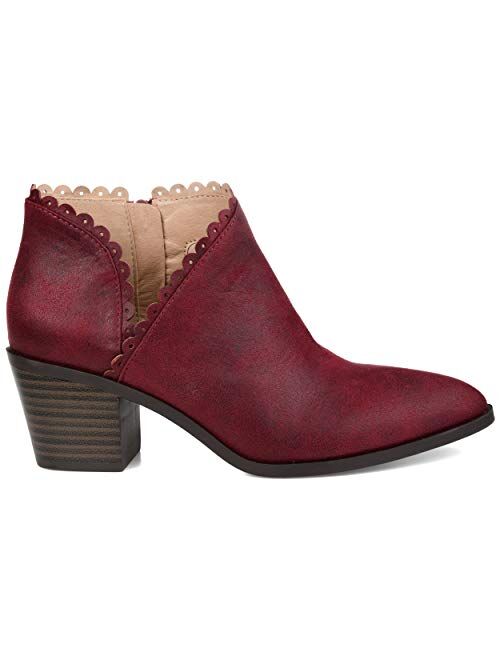 Brinley Co. Womens Scalloped Side Cut-out Bootie