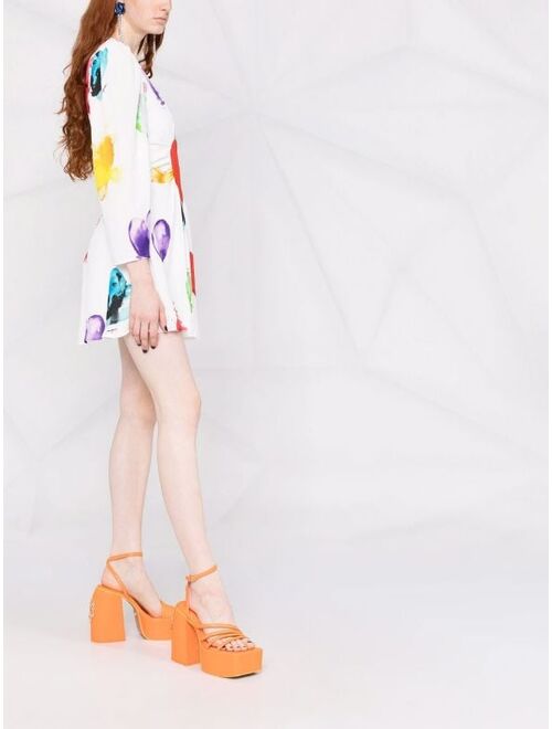 MSGM heart print ruched mini dress