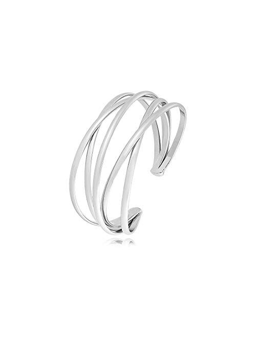 Futimely Cuff Bracelet for Women,Multi-layer Cross Wire Bangle Bracelet Open Adjustable Wide Cuff Bracelet for Teen Girls Fashion Jewelry