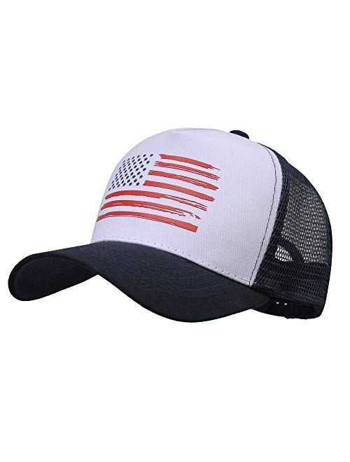 VIONLAN Baseball Cap American Flag Trucker Hat for Men Women 3D Embossed Logo Adjustable Outdoor Mesh Snapback Hat