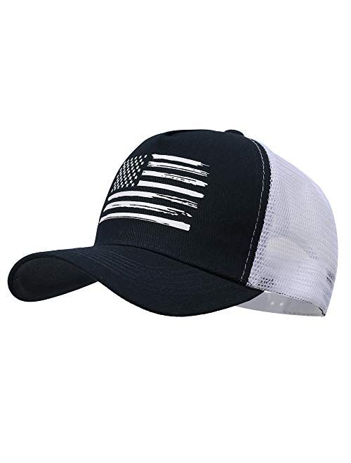 VIONLAN Baseball Cap American Flag Trucker Hat for Men Women 3D Embossed Logo Adjustable Outdoor Mesh Snapback Hat