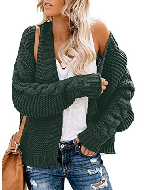 Dokotoo Womens Open Front Long Sleeve Chunky Knit Cardigan Sweaters Loose Outwear Coat