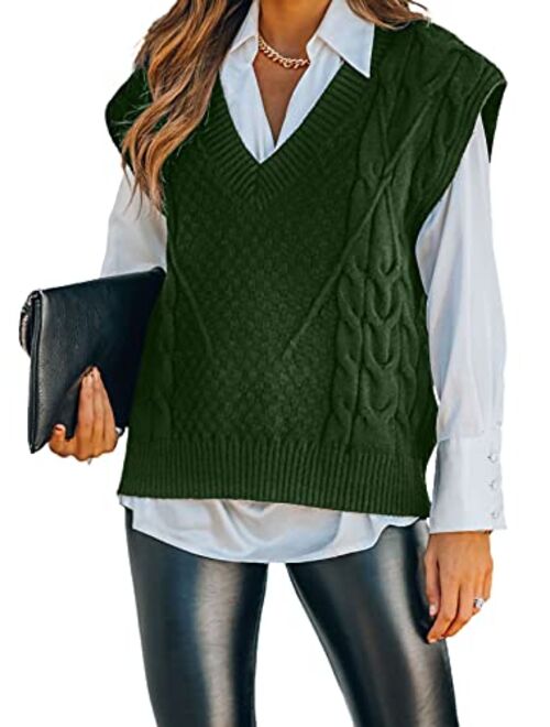 Dokotoo Sweater Vest Women Knitted V Neck Oversized Sweaters Sleeveless Knitwear Tank Tops