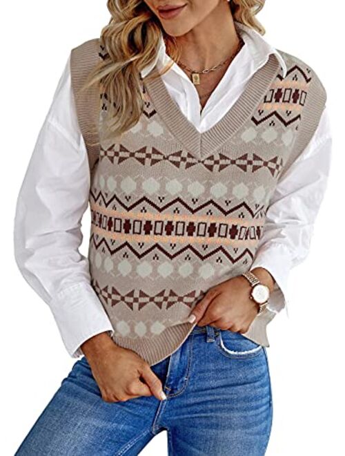 Dokotoo Sweater Vest Women Knitted V Neck Oversized Sweaters Sleeveless Knitwear Tank Tops