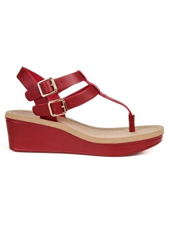 Womens T-Strap Wedge Sandal