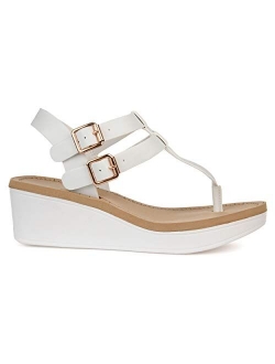 Womens T-Strap Wedge Sandal