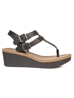 Womens T-Strap Wedge Sandal