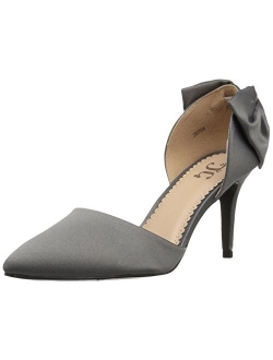 Womens Satin D'Orsay Pointed Toe Bow Pump