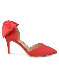 Womens Satin D'Orsay Pointed Toe Bow Pump