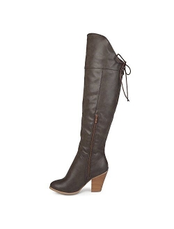 Womens Faux Leather Faux Lace-up Over-The-Knee Boots