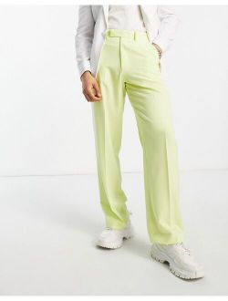 wide smart pants in citrus yellow