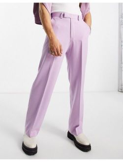 wide smart pants in bright lilac