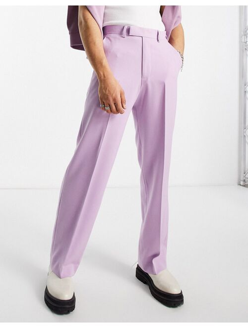 ASOS DESIGN wide smart pants in bright lilac