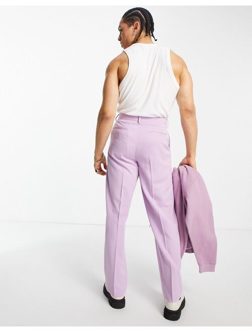 ASOS DESIGN wide smart pants in bright lilac