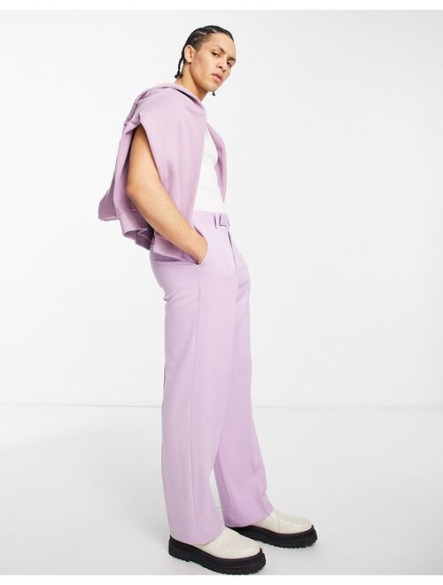 ASOS DESIGN wide smart pants in bright lilac