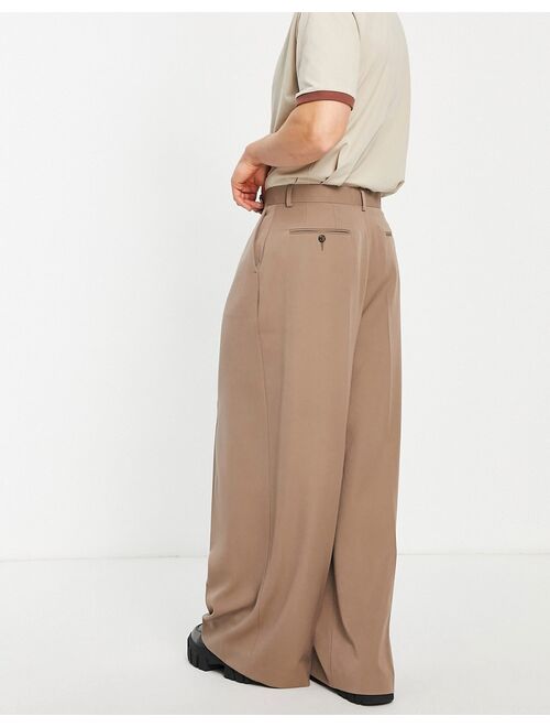 ASOS DESIGN extreme wide smart pants in stone