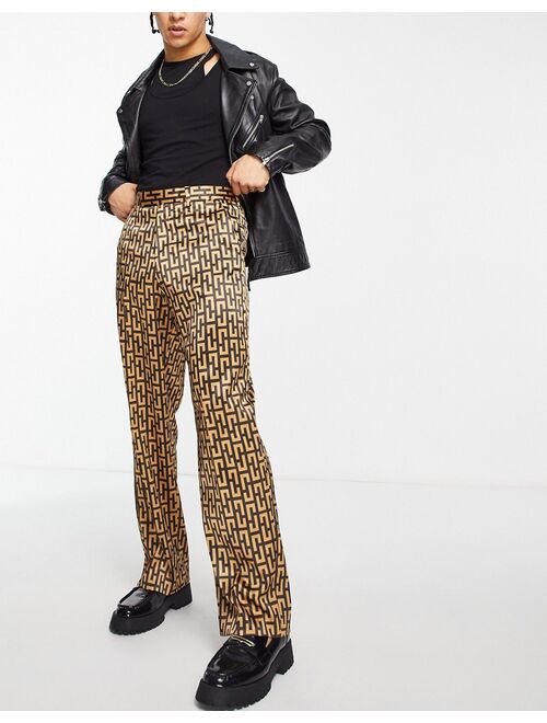 ASOS DESIGN wide leg smart pants with geo print