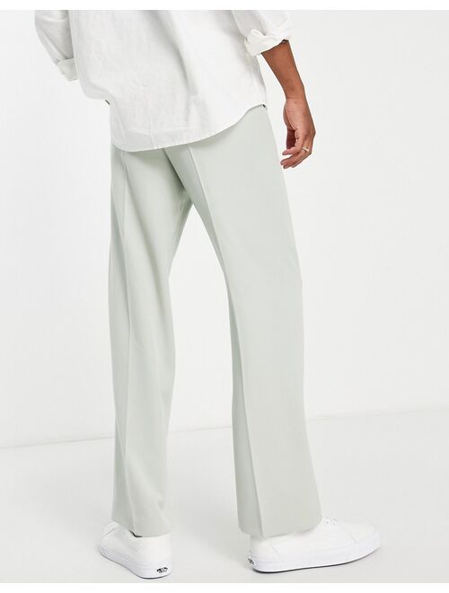 ASOS DESIGN wide smart pants in dusky green