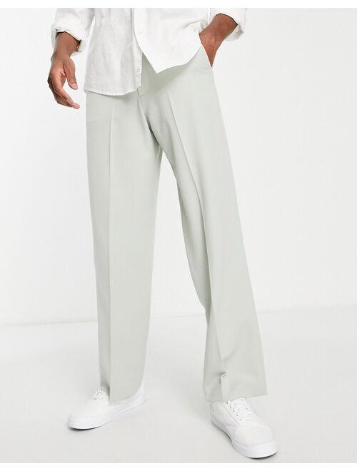 ASOS DESIGN wide smart pants in dusky green