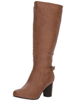 Womens Regular and Wide-Calf High-Heeled Buckle Detail Boot