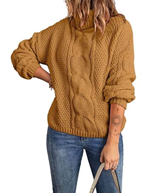 Dokotoo Womens Loose Oversized Casual Turtle Neck Sweater Pullover Top