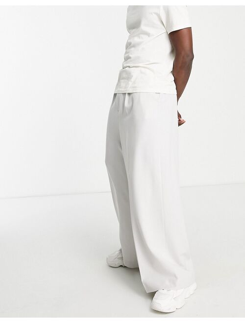 ASOS DESIGN extreme wide smart pants in light stone