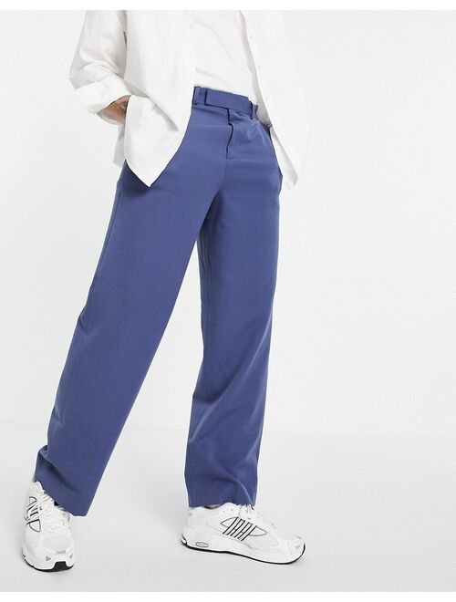 ASOS DESIGN wide leg smart pants in navy