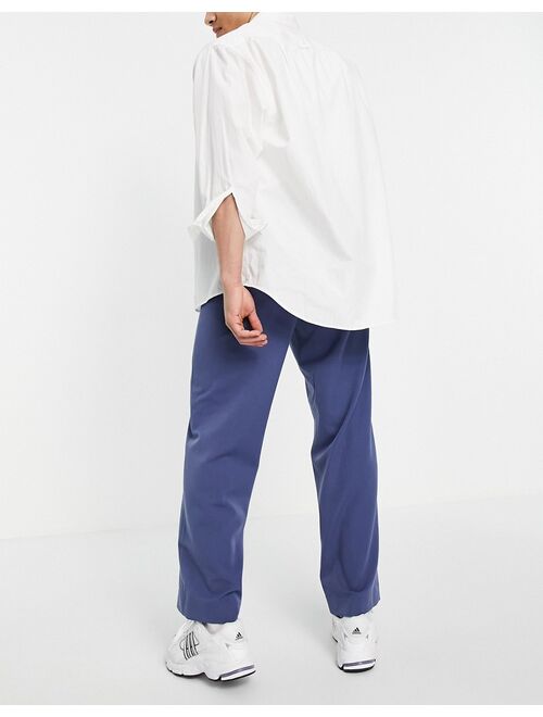 ASOS DESIGN wide leg smart pants in navy