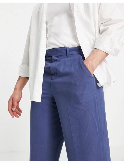 ASOS DESIGN wide leg smart pants in navy