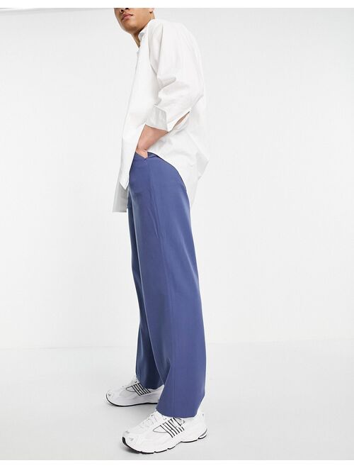 ASOS DESIGN wide leg smart pants in navy