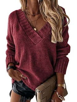 Cute Long Sleeve Sexy V Ncek Sweaters for Women Fashion Hand Knitted Sweater Tops