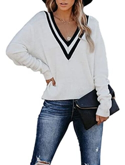 Cute Long Sleeve Sexy V Ncek Sweaters for Women Fashion Hand Knitted Sweater Tops