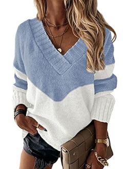 Cute Long Sleeve Sexy V Ncek Sweaters for Women Fashion Hand Knitted Sweater Tops