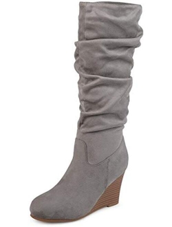 Womens Regular and Wide Calf Slouchy Faux Suede Mid