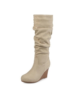 Womens Regular and Wide Calf Slouchy Faux Suede Mid