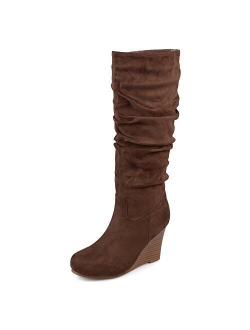 Womens Regular and Wide Calf Slouchy Faux Suede Mid