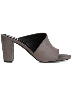 Womens Open-Toe Block Heel Slide